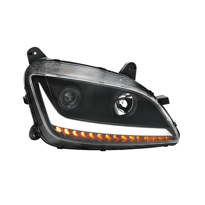 Black Projection Headlight With LED Position &amp; Sequential Signal For 2012-2021 Peterbilt 579 - Passenger
