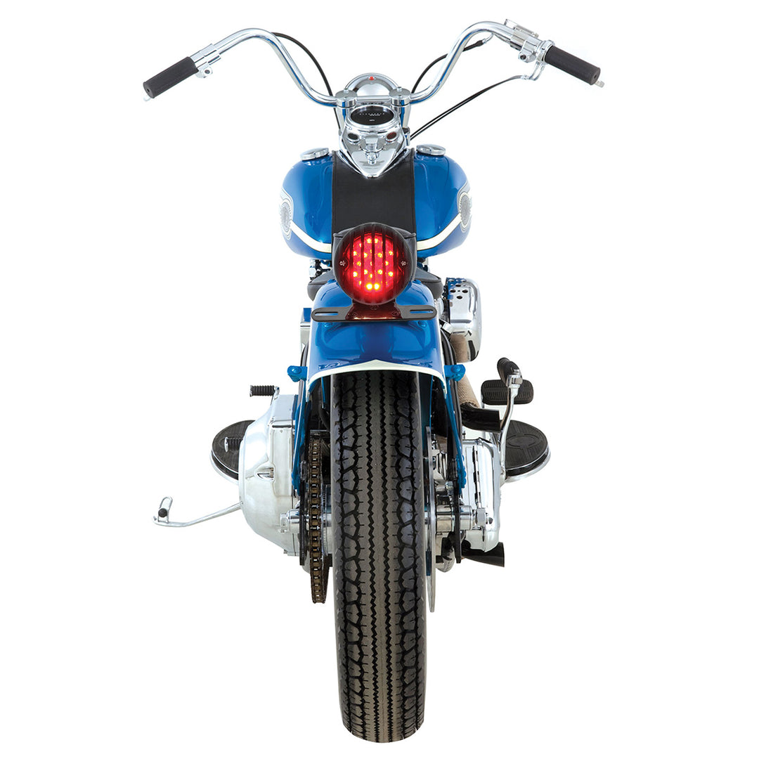 Motorcycle LED Rear Fender Tail Light With Black Grille Bezel - Smoke Lens