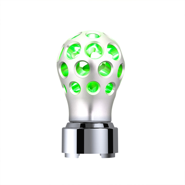 Thread-On Annodized Phoenix Style Ball Gearshift Knob With LED 9/10 Speed Adapter - Green LED