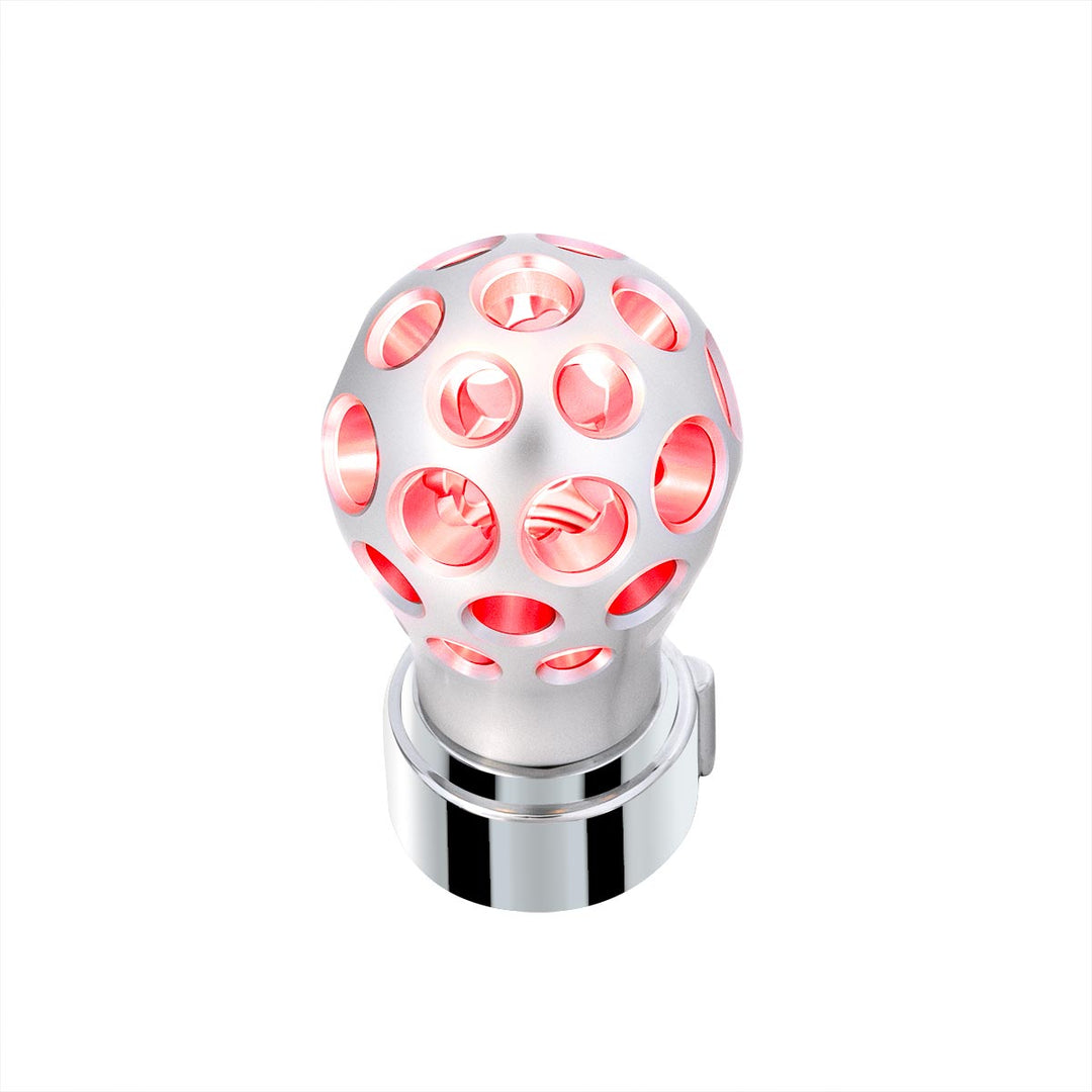 Thread-On Annodized Phoenix Style Ball Gearshift Knob With LED 9/10 Speed Adapter - Red LED