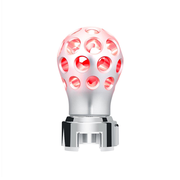 Thread-On Annodized Phoenix Style Ball Gearshift Knob With LED 13/15/18 Speed Adapter - Red LED