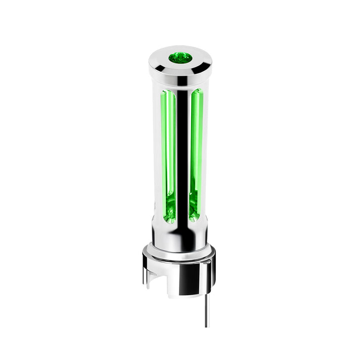 Thread-On Chrome Sonoma Style Gearshift Knob With LED 13/15/18 Speed Adapter - Dark Green Crystal/Green LED