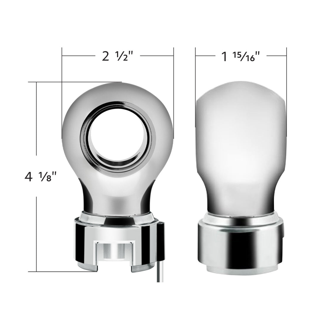Thread-On Chrome Charlotte Style Gearshift Knob With LED 13/15/18 Speed Adapter - Green LED