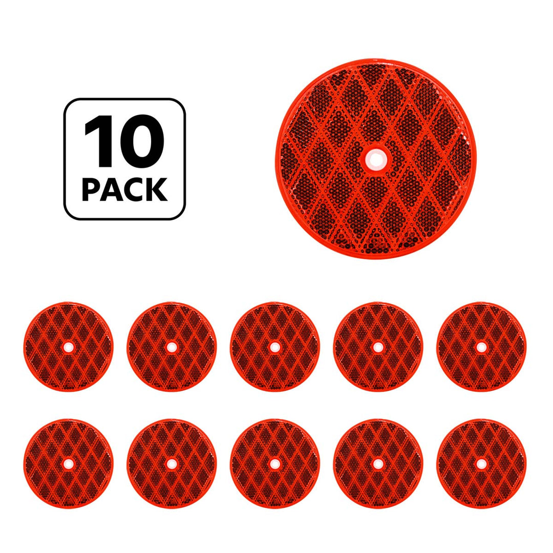 3/16" Round Center Bolt Reflector - Red (10 Pcs)