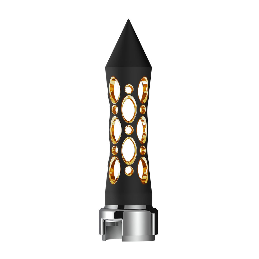 Thread-On Daytona Style Spike Gearshift Knob With LED 13/15/18 Speed Adapter - Black/Amber LED