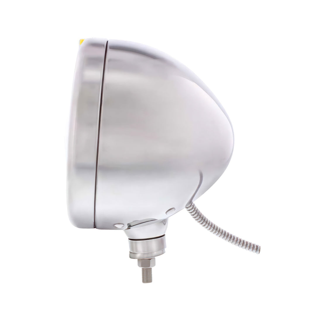 Stainless Steel Classic Headlight Crystal H4 Bulb &amp; LED Turn Signal - Clear Lens
