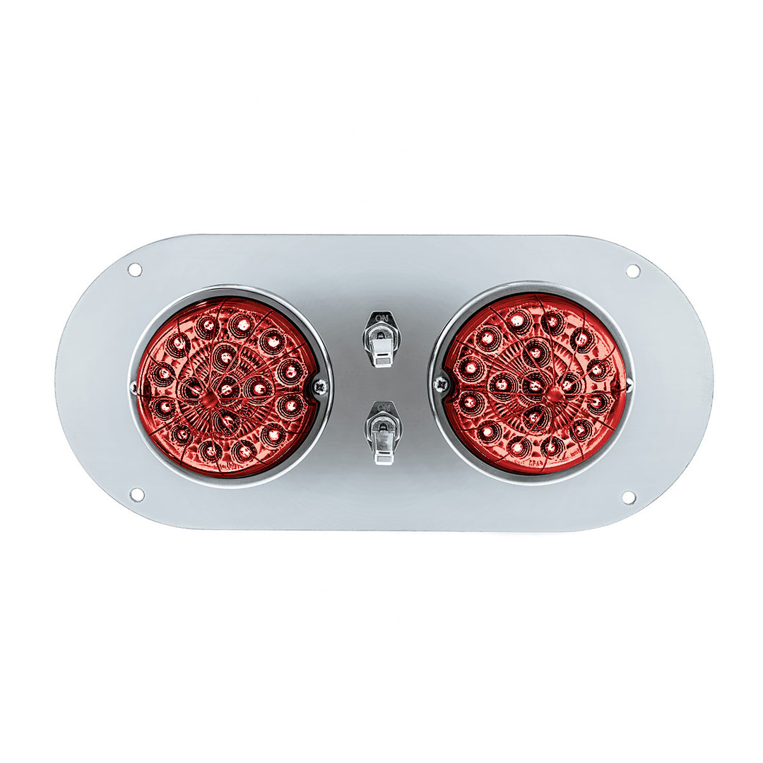 304 Stainless Steel Above Door Dome Light Kit With 2 x 17 LED Double Fury Watermelon For KW &amp; PB Trucks - Red &amp; Blue LED