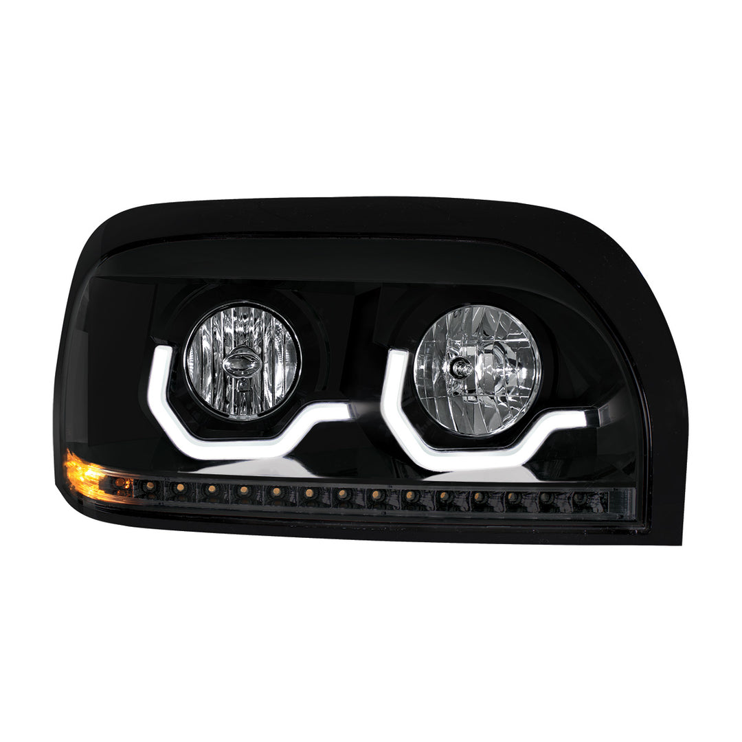 Blackout Headlight With LED Turn Signal &amp; Light Bar For 1996-2010 Freightliner Century - Passenger