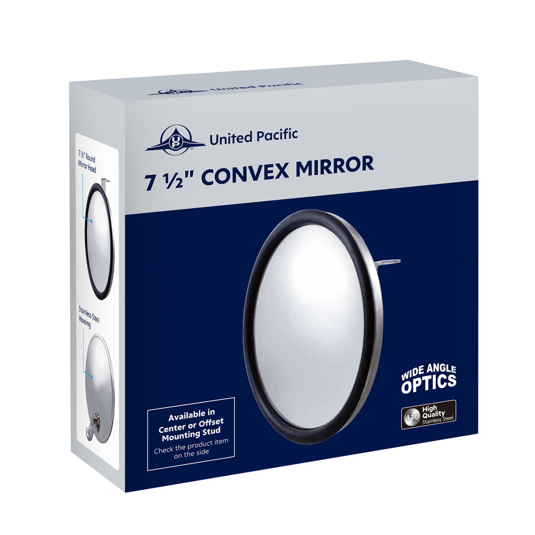 7-1/2" 430 Stainless Steel 320R Convex Mirror - Centered Mounting Stud