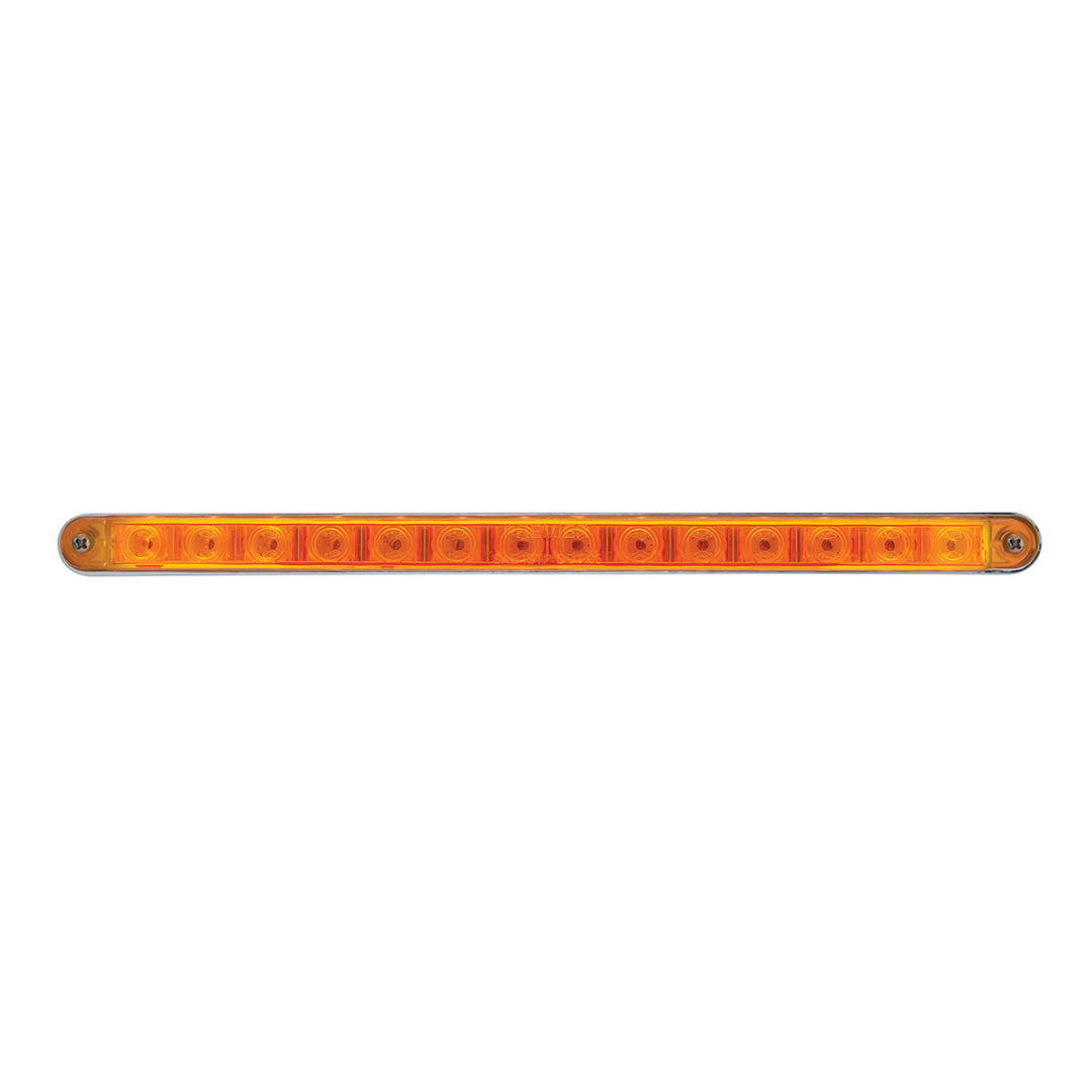 14 LED 12" Sequential Light Bar With Bezel - Amber LED/Amber Lens