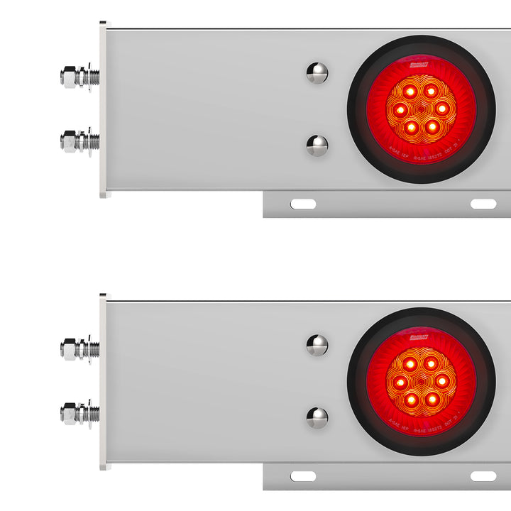 2-1/2" Bolt Pattern Chrome Spring Loaded Bar W/6 x 4" 16 LED Turbine Lights - Red LED/Red Lens (Pair)