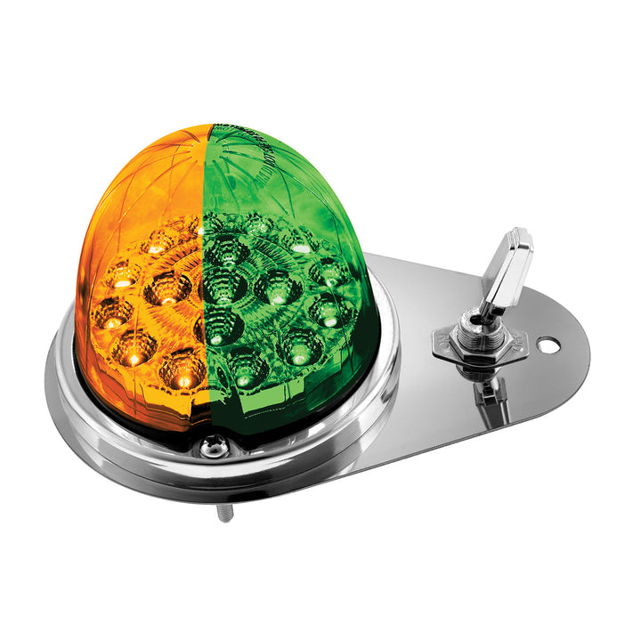 304 Stainless Steel Above Door Dome Light Kit W/ 17 LED Double Fury Watermelon For 1994-2025 KW W900 - Amber &amp; Green LED