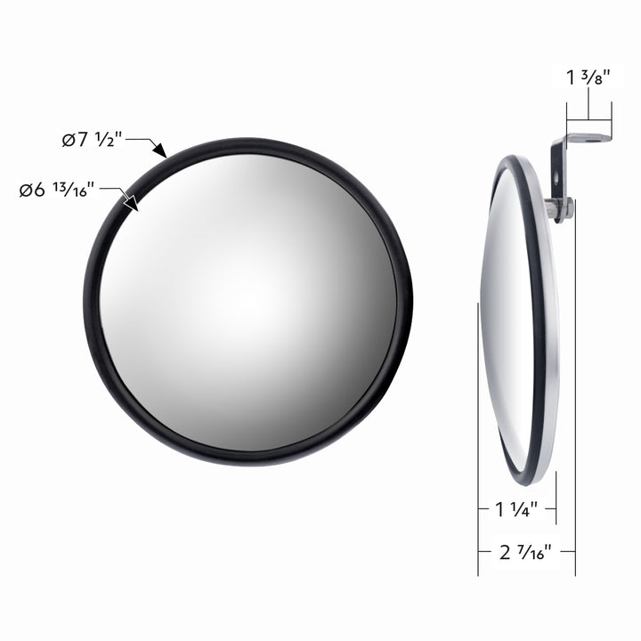 7-1/2" 430 Stainless Steel 320R Convex Mirror - Offset Mounting Stud