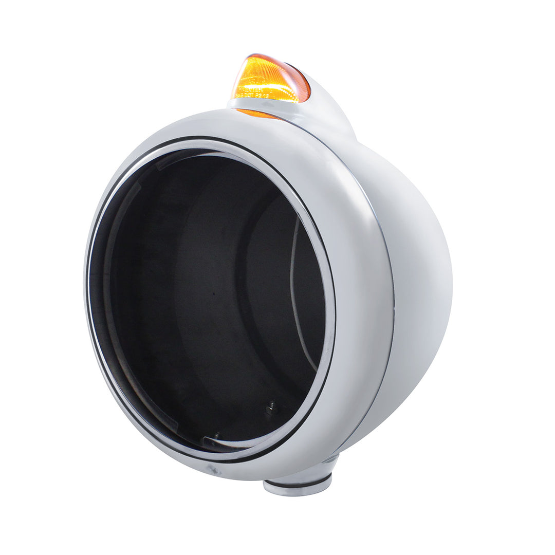 Chrome Guide 682-C Headlight No Bulb With Original Style LED Signal - Amber Lens