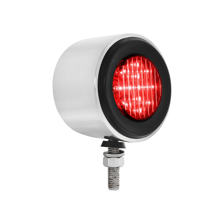 Stainless 2-1/2" Double Face Light With LED Lights &amp; Grommets - Amber &amp; Red LED/Amber &amp; Red Lens