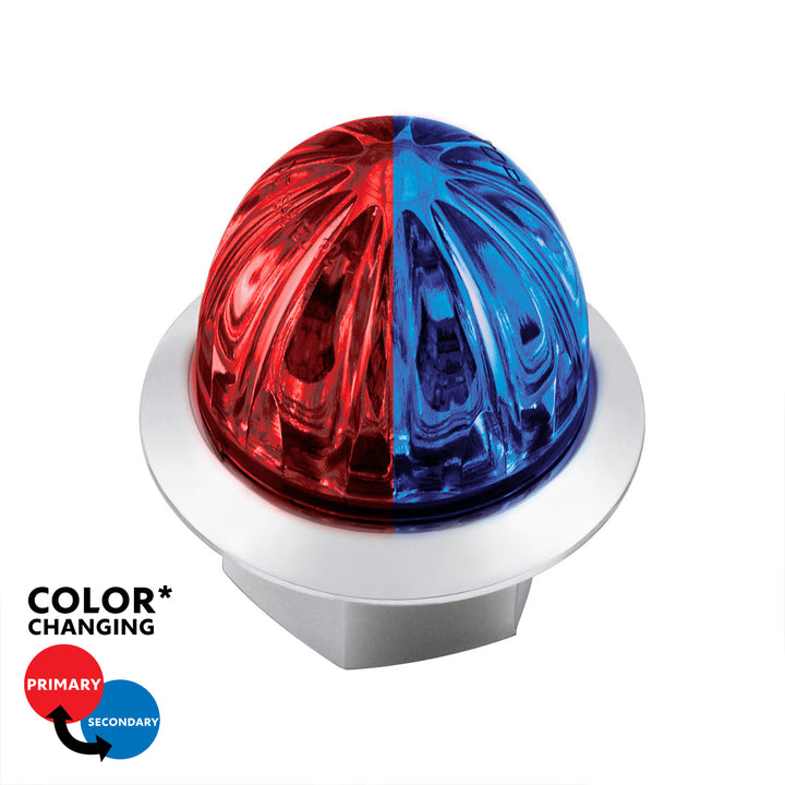 4 LED 1-1/8" Watermelon Double Fury Light With Clear Lens (Clearance/Marker) - Red &amp; Blue LED