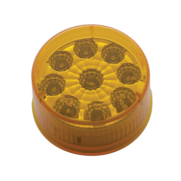 9 LED 2" Round Reflector Light (Clearance/Marker) - Amber LED/Amber Lens (Bulk)