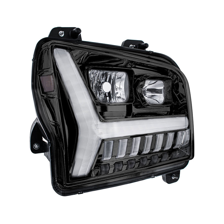 Blackout Headlight With LED DRL Light Bar &amp; Turn Signal For 2018-2024 Kenworth W990 - Passenger