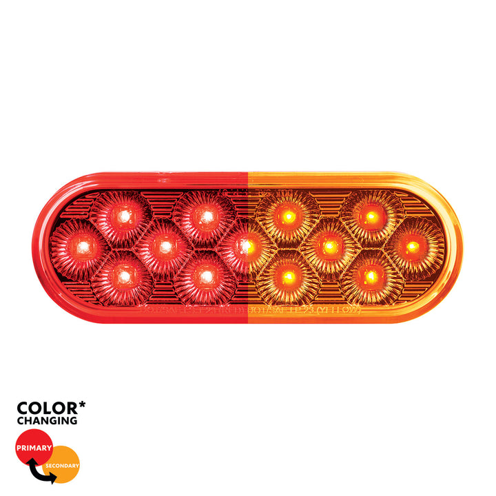 13 LED 6" Oval Double Fury Light (Stop &amp; Turn) - Red &amp; Amber LED/Clear Lens