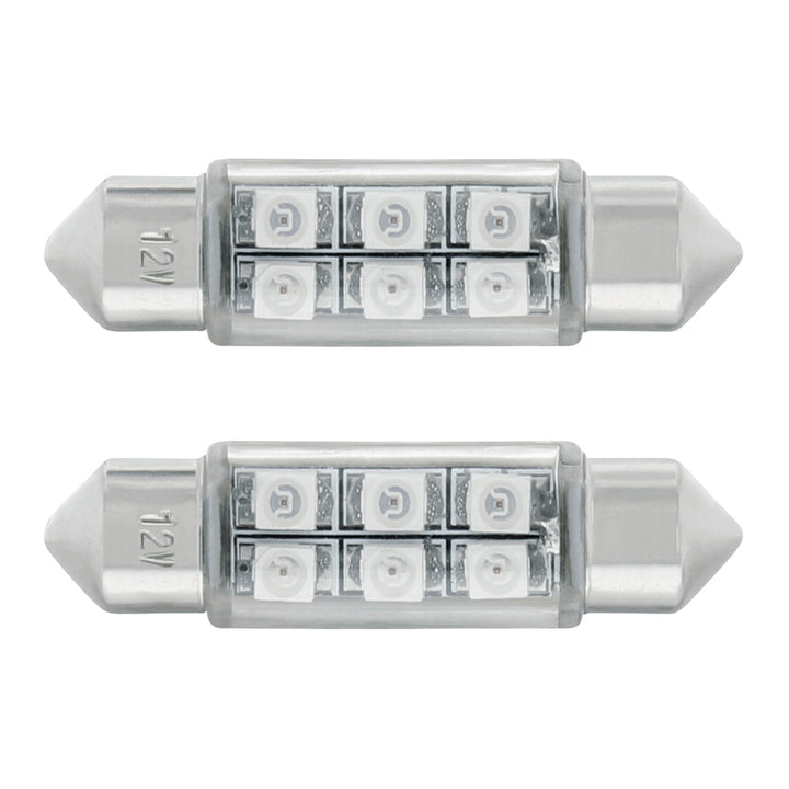 6 SMD High Power Micro LED 6418/6461 - 36mm Dome Light Bulb - Amber (2-Pack)