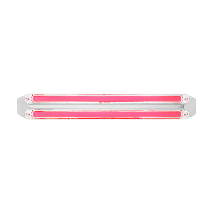 Dual 24 LED Dual Function 12" GloLight Bar With Bezel - Red LED/Clear Lens