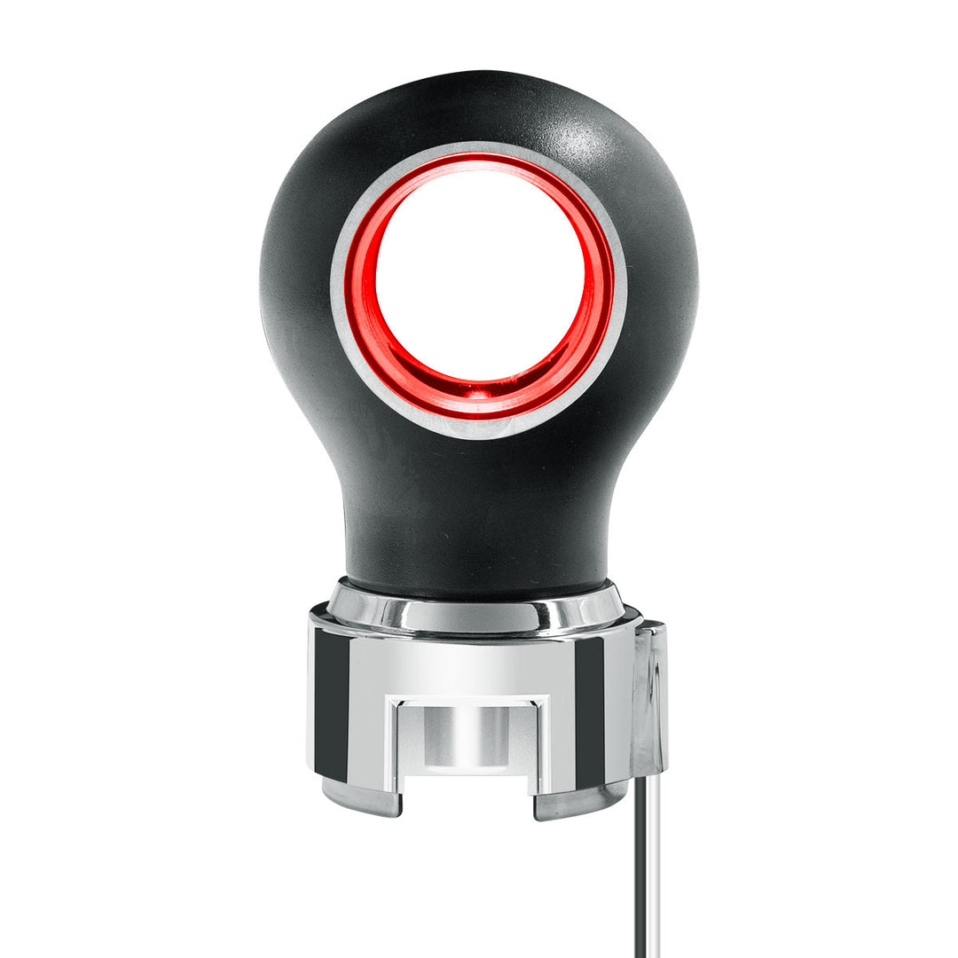 Thread-On Matte Black Charlotte Style Gearshift Knob With LED 13/15/18 Speed Adapter - Red LED