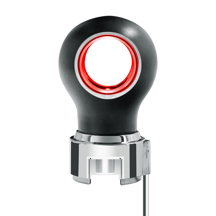Thread-On Matte Black Charlotte Style Gearshift Knob With LED 13/15/18 Speed Adapter - Red LED