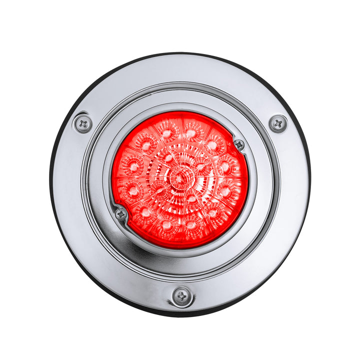 17 LED Dual Function Watermelon Reflector Light Sleeper Bunk Kit With 304 Stainless Steel Bezel - Red LED/Clear Lens