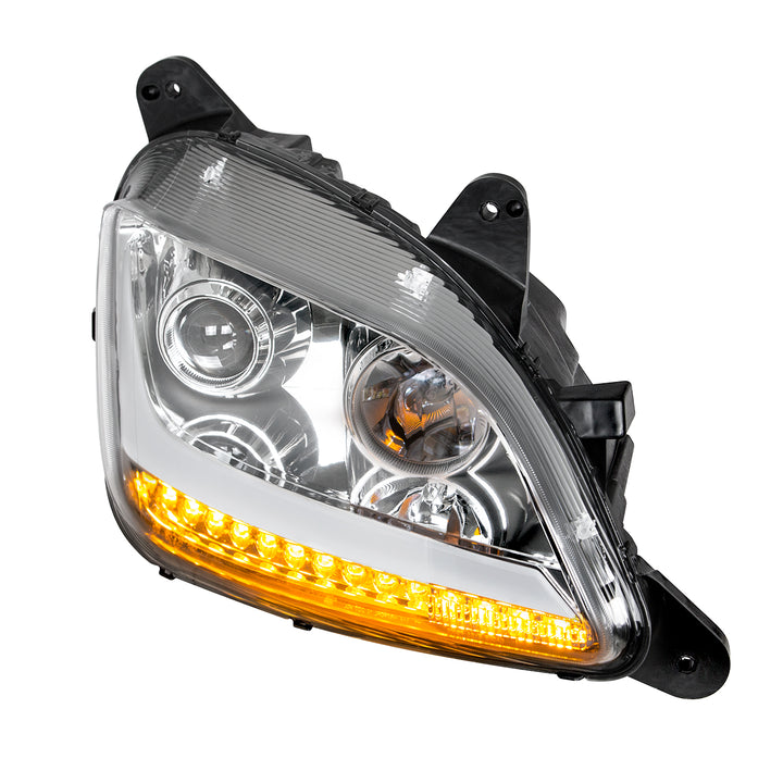 Chrome Projection Headlight With LED Position Light &amp; Signal For 2012-2021 Peterbilt 579 - Passenger