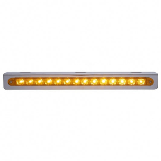 12-3/4" Stainless Light Bracket With 14 LED 12" Light Bar - Amber LED/Amber Lens