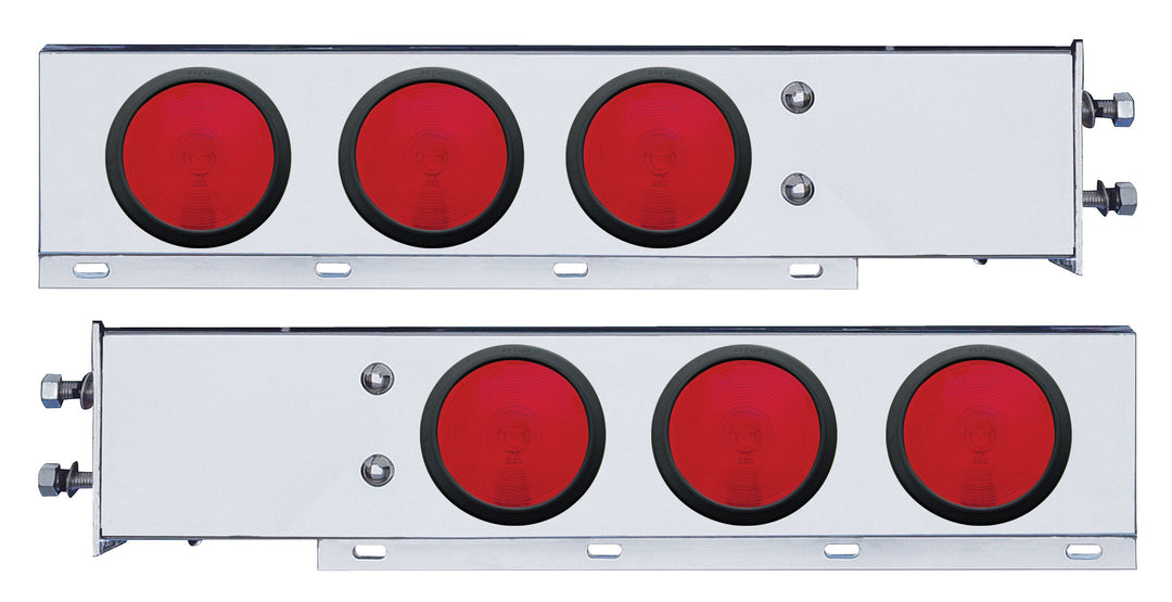 2-1/2" Bolt Pattern Stainless Spring Loaded Light Bar With 6 x 4" Lights &amp; Grommets (Pair)