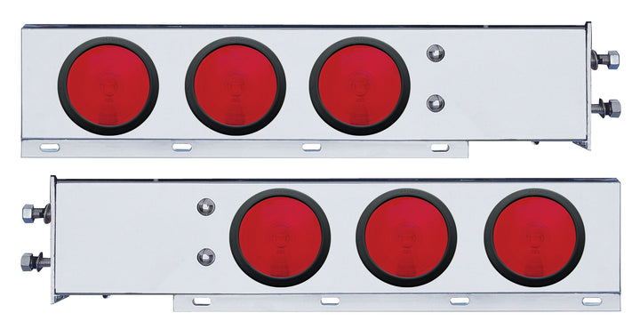 2-1/2" Bolt Pattern Stainless Spring Loaded Light Bar With 6 x 4" Lights &amp; Grommets (Pair)