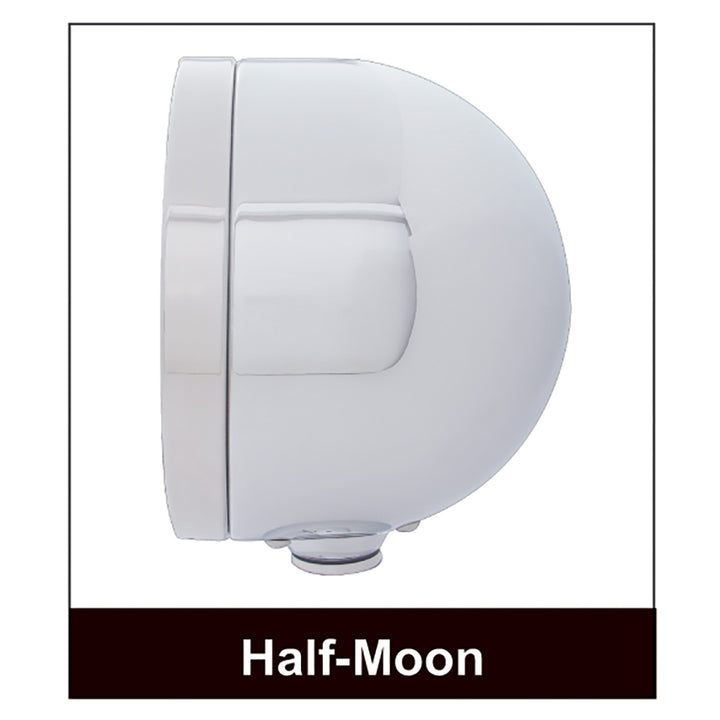 Stainless Bullet Half Moon Headlight 11 LED Bulb &amp; LED Signal - Clear Lens