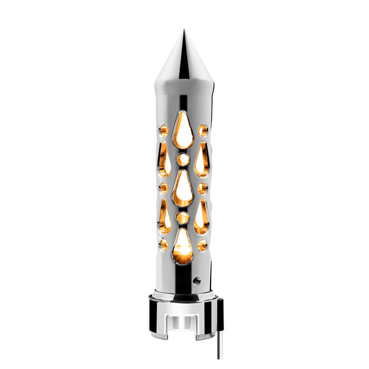 Brooklyn Style Spike Gearshift Knob With LED 13/15/18 Speed Adapter - Chrome/Amber LED