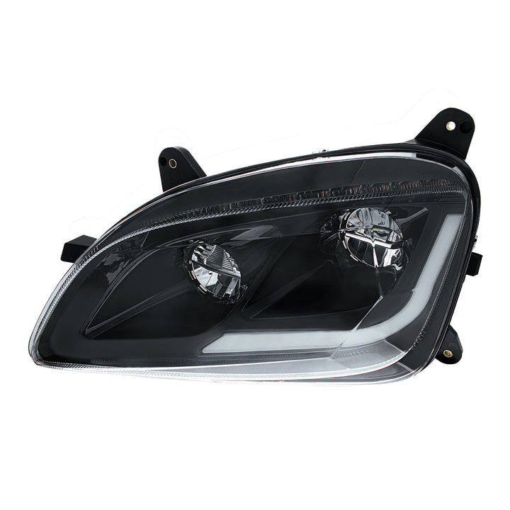 Black LED Headlight W/Sequential LED Turn Signal For Peterbilt 579 (2012-21) &amp; 587 (2010-16) - Driver