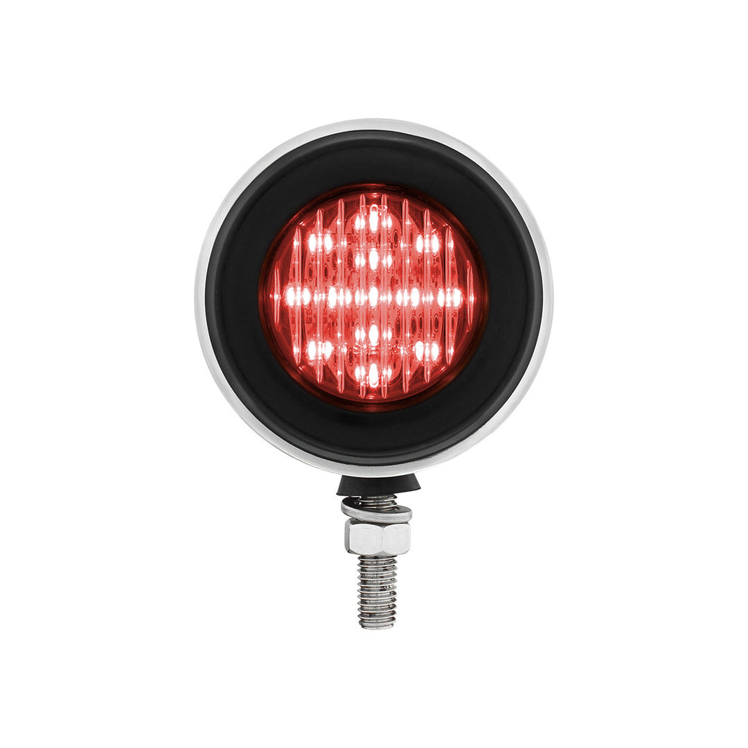 Stainless 2-1/2" Double Face Light With LED Lights &amp; Grommets - Amber &amp; Red LED/Clear Lens