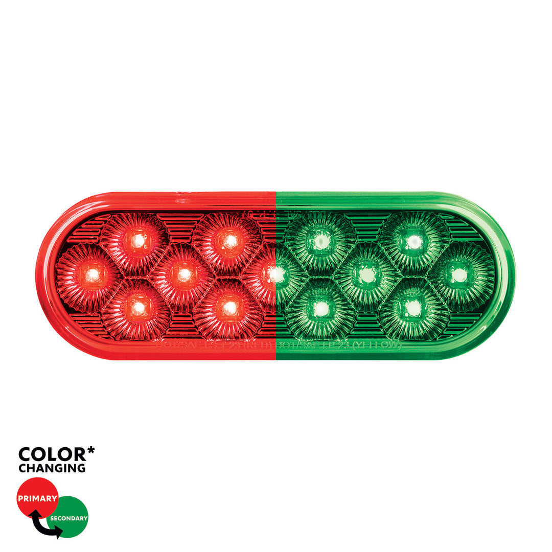 13 LED 6" Oval Double Fury Light (Stop &amp; Turn) - Red &amp; Green LED/Clear Lens