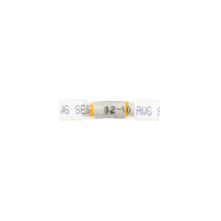 12-10 AWG CS Window Heat Shrink Butt Connector - Clear w/ Yellow Stripe (10-Pack)