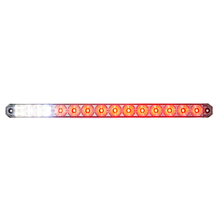 17" 27 LED Low Profile Light Bar (Stop, Turn &amp; Tail) With Back-Up Light - Red &amp; White LED/ Clear Lens