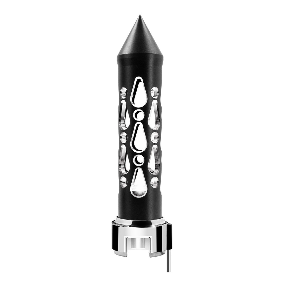 Thread-On Brooklyn Style Spike Gearshift Knob With LED 13/15/18 Speed Adapter - Matte Black/White LED