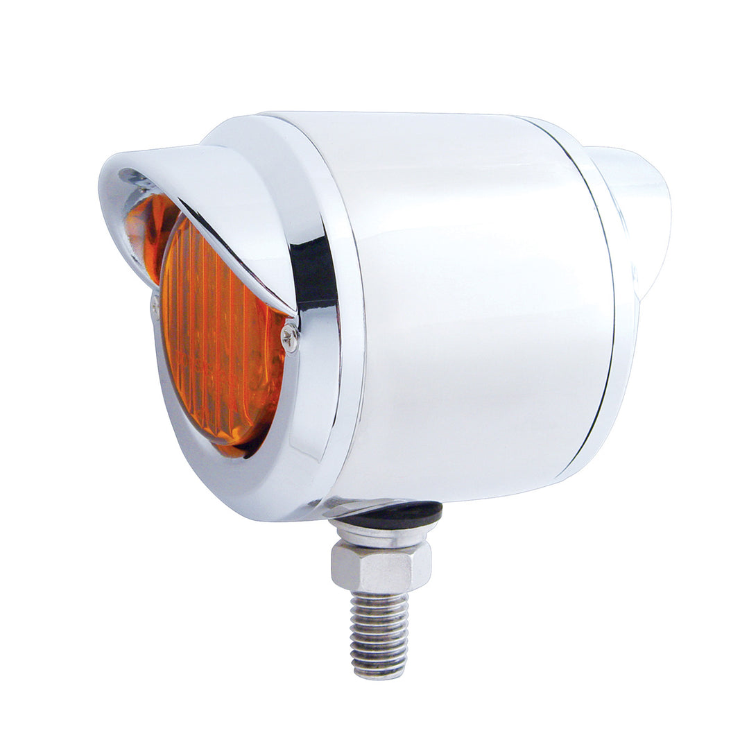 Stainless 2-1/2" Double Face Light With LED Lights &amp; Visors - Amber &amp; Red LED/Amber &amp; Red Lens