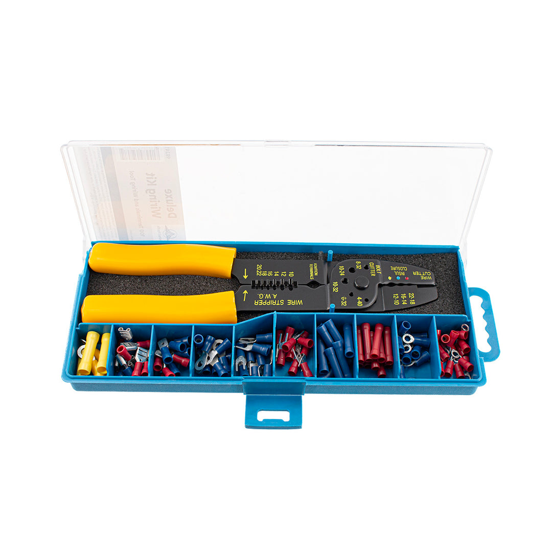 Deluxe Wiring Kit w/ 100 Vinyl Terminals &amp; 1 Stripper/Crimper Tool, 101 Pcs.