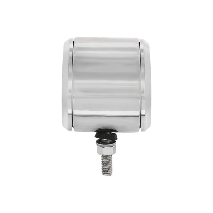 Stainless 2-1/2" Double Face Light With LED Lights &amp; Bezels - Amber &amp; Red LED/Clear Lens
