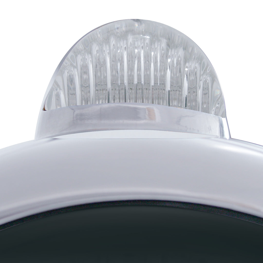 Stainless Steel Guide 682-C Headlight H4 With White LED &amp; Dual Mode LED Signal - Clear Lens