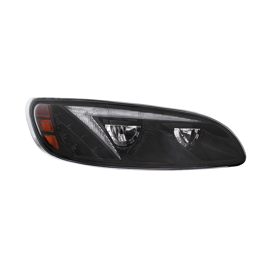 Black LED Headlight With Color Changing Position Light Bar For Peterbilt 386 (2005-2015) &amp; 387 (1999-2010) - Passenger