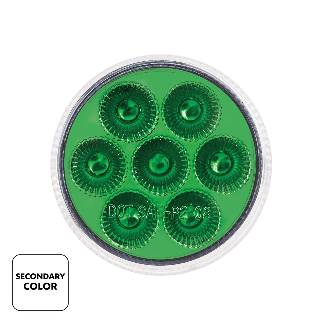 7 LED 2" Round Double Fury Light (Clearance/Marker) - Red &amp; Green LED/Clear Lens
