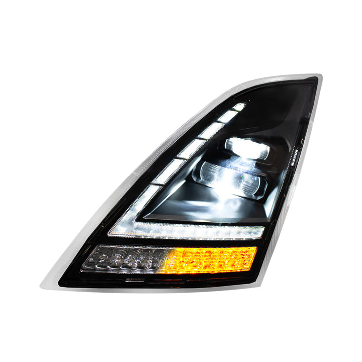 Blackout Full LED Headlight With Switchable Sequential Turn Signal. 2018-2024 Volvo VNL - Driver