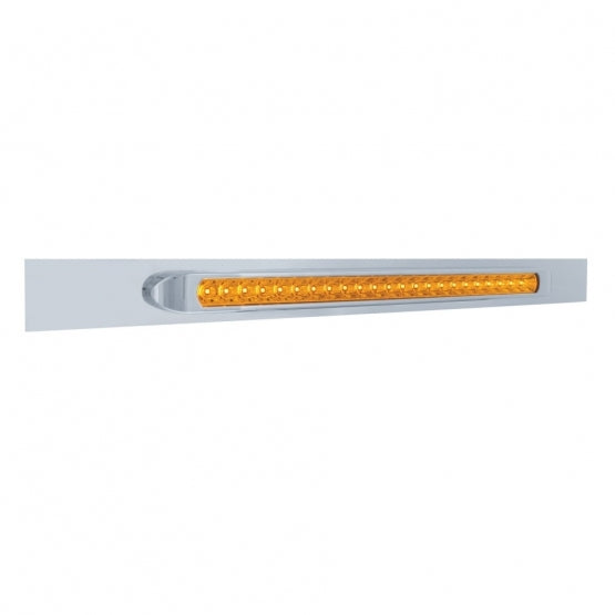 Chrome Top Mud Flap Plate With 23 SMD LED Light Bar &amp; Bezel - Amber LED/Amber Lens (Each)