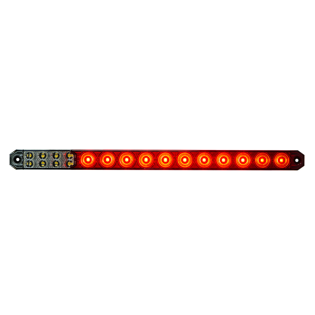 17" 27 LED Low Profile Light Bar (Stop, Turn &amp; Tail) With Back-Up Light - Red &amp; White LED/ Clear Lens