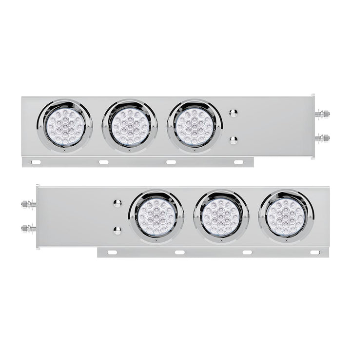 2-1/2" Bolt Pattern Stainless Steel Spring Loaded Light Bar With 6X Double Fury 19 LED Lights &amp; Visors - Red &amp; White(Pair)